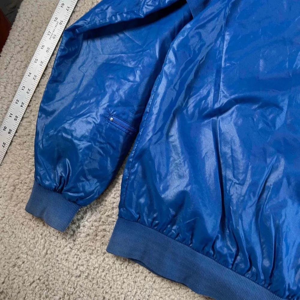 Vintage Izod Lacoste Mens XL Blue Full Zip Hooded Windbreaker Jacket 80s 90s
